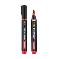 ราคา DELI ปากกามาร์คเกอร์ Permanent Marker หัวกลม ขนาด 1.8 มม. สีแดง (YB97705)