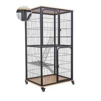 ราคา PETUS กรงแมวพื้นไม้มีล้อ ขนาด 74x59x139 ซม. สีดำ (YC93081)