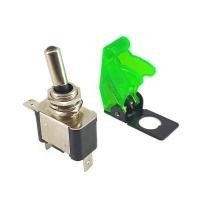 ราคา สวิทช์โยก Toggle Switch ติดหน้าตู้ พร้อมฝาครอบ 20A มีไฟสีเขียว 12V รุ่น Toggle-Switch-12V-Green (YA24258)