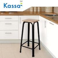 ราคา เก้าอี้บาร์ไม้ยางพาราทรงเหลี่ยม KASSA รุ่น 30 สีธรรมชาติ - ดำ (Y026301)