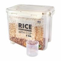 ราคา กล่องใส่ข้าวสารทรงเหลี่ยมพร้อมฝาเปิดด้านบน 5 กก. JCJ รุ (Y025808)