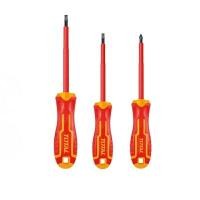 ราคา TOTAL ชุดไขควง ปากแบน + ปากแฉก ด้ามหุ้มฉนวน VDE กันไฟฟ้า 1000 โวลท์ (3 ตัวชุด) รุ่น THTIS036 (YA25818)