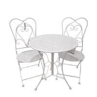 ราคา ชุดโต๊ะสนามเหล็กลายฉลุ FONTE รุ่น JSD23267-68 (ชุด 3 ชิ้น) สีขาว (YA34198)