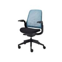 ราคา Modernform เก้าอี้เพื่อสุขภาพ Steelcase รุ่น Series 1 Air โครงดำ ขาดำ เบาะผ้าสีดำ พนักพิงฟ้า (YD15724)