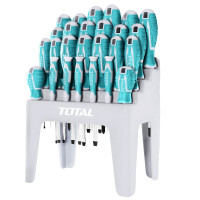 ราคา TOTAL ชุดไขควง 26 ตัวชุด พร้อมที่วางไขควง (ปากแบน + ปากแฉก + หัวท๊อกซ์) รุ่น THT250626 (26 pcs Screwdriver Set ) (YA25244)