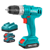 ราคา TOTAL สว่านไร้สาย 12 โวลท์ Lithium-ion Cordless Drill (แบตเตอรี่ 2 ก้อน + ที่ชาร์จ) รุ่น TDLI1222 (YA27086)
