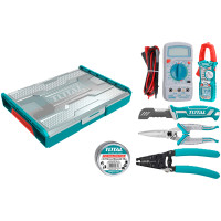 ราคา TOTAL ชุดเครื่องมือช่างไฟฟ้า 7 ชิ้น/ชุด พร้อมกล่องแบบซ้อนได้ รุ่น THKTV02T071 (Telecommunication Tools Case) (YA27595)