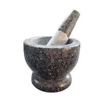 ราคา 2K ครกหินทรงเตี้ย พร้อมสาก สีเทา ขนาด 5 นิ้ว  (YB97890)