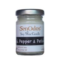 ราคา เทียนหอม อโรม่า SenOdos เทียนหอมไขถั่วเหลือง กลิ่นพริกไทยดำ&amp;กลิ่นแพทชูลี่ ขนาด 45 กรัม (Y008015)