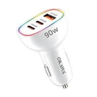 ราคา OKAWA หัวชาร์จติดรถยนต์ 2PD+1USB ชาร์จแรง 90W รุ่น CC-06 สีขาว อลูมิเนียม (YD18298)