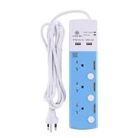ราคา TOSHINO รางปลั๊กไฟ รุ่น TSP-3T (3 ช่อง, 2 USB, 3 เมตร) สีฟ้า (YB86308)