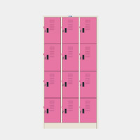 ราคา ICONIC ตู้ล็อกเกอร์ 12 ประตู ช่องโล่ง รุ่น MLK-12 สีขาว-ชมพู ขนาด 91.4x45.7x183 ซม. (YA10753)