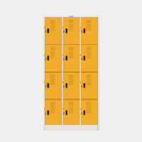 ราคา ICONIC ตู้ล็อกเกอร์ 12 ประตู ช่องโล่ง รุ่น MLK-12 ขนาด 91.4x45.7x183 ซม. สีขาว-เหลือง (YA10762)