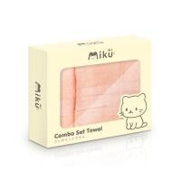 ราคา MIKU ชุดเซ็ตผ้าขนหนู รุ่น CW-320 ลายแถบสี่เหลี่ยม สีส้ม (ชุด 2 ชิ้น) (YD09009)