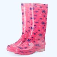 ราคา รองเท้าบูทยาว กันน้ำกันลื่น ลายหิมะ PVC เกรดA ไซส์ 39 สีชมพู สูง 12 นิ้ว ส้นหนา 3 ซม. (YB02782)