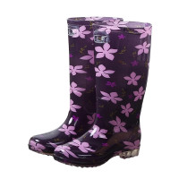 ราคา รองเท้าบูทยาวกันน้ำกันลื่น สีม่วงลายดอกไม้ No.39 (YB11074)