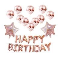 ราคา B1S040-เซตลูกโป่งตัวอักษรฟอยล์ Happy Birthday (สีชมพู) (YA34764)