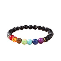 ราคา กำไลข้อมือหิน 7 จักระ เครื่องประดับหินบำบัด ปรับสมดุล (YD21185)