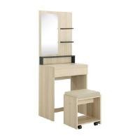 ราคา INDEX LIVING MALL โต๊ะเครื่องแป้งพร้อมสตูล รุ่น CHAMP สีไลท์ วู้ด/ดำ (YA37149)