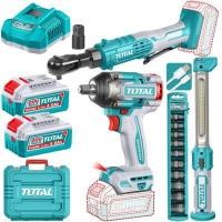ราคา TOTAL ชุดคอมโบเครื่องมือช่างไร้สาย รุ่น TOSLI250981 (บล็อคแบต 1/2" 500Nm, ด้ามฟรีไฟฟ้า 3/8" 65Nm, ไฟ LED, แบตเตอรี่ 4.0Ah 2 ก้อน, เครื่องชาร์จ) (YD22996)