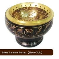 ราคา เตาเผาไม้หอม กระถางธูปทองเหลืองแท้ สีดำทอง ขนาด 4 นิ้ว (YA64062)