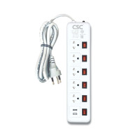 ราคา CSC รางปลั๊กไฟ มอก. 5 ช่อง 6 สวิตช์ 2 USB รุ่น AM166U-10m สายไฟยาว 10 เมตร (YA17249)