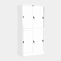 ราคา ตู้เก็บเอกสารบานเลื่อนทึบ (บนทึบ-ล่างทึบ) 6 ชั้นวางของ ไอคอนิค MKAS-300 สีขาว 3 ฟุต (YA07060)