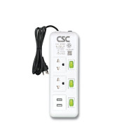 ราคา รางปลั๊กไฟ มอก. GreenSwitch 2ช่อง+2USB 3สวิตซ์ 5เมตร CSC AS133UCSG-5M (YA07480)