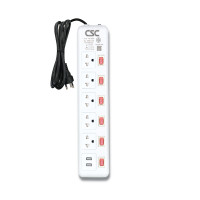 ราคา รางปลั๊กไฟ มอก. PinkSwitch 5ช่อง+2USB 6สวิตซ์ 3เมตร CSC (YA07510)