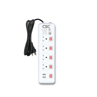 ราคา รางปลั๊กไฟ มอก. PinkSwitch 4ช่อง+2USB 5สวิตซ์ 5เมตร CSC AS155UCSP-5M (YA07514)