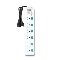 ราคา รางปลั๊กไฟ มอก. BlueSwitch 6ช่อง 6สวิตซ์ 3เมตร CSC AS166CSB-3M (YA07660)
