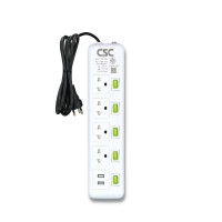 ราคา รางปลั๊กไฟ มอก. GreenSwitch 4ช่อง+2USB 5สวิตซ์ 5เมตร CSC AS155UCSG-5M (YA07766)