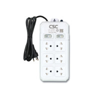 ราคา รางปลั๊กไฟ มอก. WhiteSwitch 6ช่อง 2สวิตซ์ 5เมตร CSC AS562W-5M (YA09596)