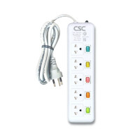 ราคา CSC รางปลั๊กไฟ มอก. ColorSwitch 5ช่อง 5สวิตช์ 10เมตร AM155CS-10m (YA17357)
