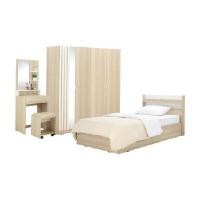 ราคา INDEX LIVING MALL ชุดห้องนอน รุ่นแชมป์ เตียง 3.5 ฟุต ตู้เสื้อผ้า โต๊ะเครื่องแป้ง สีไลท์วู้ด/ขาว (YA37202)
