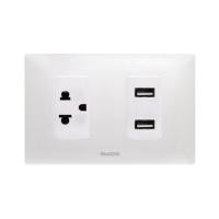 ราคา เต้ารับ 3 ขา + USB พร้อมแผงหน้ากาก ALPHA HACO รุ่น AP-E (Y034610)
