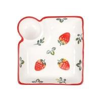 ราคา จานเกี๊ยวเซรามิค Dumplings สตรอว์เบอร์รี KASSA HOME รุ่น TDGI200624-3 ขนาด 18.3 ซม. ขาวขอบแดง (Y036516)