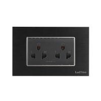 ราคา LUZINO ชุดเต้ารับคู่ มีกราวด์+ม่านนิรภัย รุ่น MLS79-VE3-AL สีดำ (YC04005)