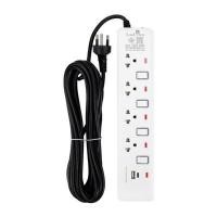 ราคา รางปลั๊กไฟ 4 ช่อง 4 สวิตช์ 1 USB-A 1 USB-C สีขาว - เทา LUZINO EI-104UC 5M. ชิ้น (YD05275)