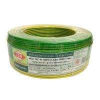 ราคา CTW สายไฟ IEC 01 THW 1x6 สีเขียวคาดเหลือง ยาว 100 เมตร (YD09192)