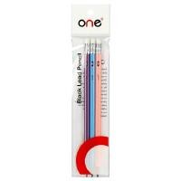 ราคา ดินสอ HB พร้อมยางลบ ลายริ้วพาสเทล ONE 3 แท่ง/แพ็ค (1091625)