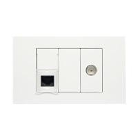 ราคา BTICINO ชุดเต้ารับคอมพิวเตอร์ RJ45 CAT6 พร้อมเต้ารับทีวี รุ่น SQW4202TC6 ขนาด 11.5x3.6x7 ซม. (YD12891)