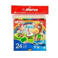 ราคา ดินสอสี พร้อมกบเหลา 24 สี ตราม้า H-2080 (1220740)