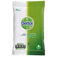 ราคา DETTOL ผ้าเช็ดทำความสะอาดผิวแบบเปียกแอนตี้แบคทีเรีย 10แผ่น (YD20045)