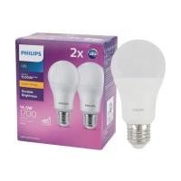 ราคา PHILIPS หลอดไฟ LED รุ่น LED14.5W/WW แสงวอร์มไวท์ 14.5 วัตต์ (1,700 ลูเมน) ขั้ว E27 แพ็ก 2 หลอด (YD31703)