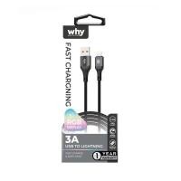 ราคา WHY สายชาร์จ LIGHTNING รุ่น AURORA (UC-4281B) สีดำ ยาว 1.2 เมตร สำหรับ IPHONE/IPAD (YD33515)