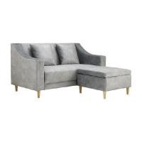 ราคา INDEX LIVING MALL โซฟาผ้า 2 ที่นั่ง พร้อมสตูล รุ่นโดโรธี - สีเทาอ่อน (YA24374)