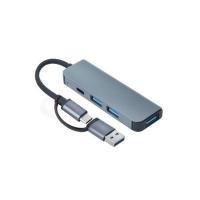 ราคา RIZZ อุปกรณ์พ่วงต่อพอร์ต USB Hub 4 พอร์ต (USB-A &amp; USB-C) รุ่น E-067H สีเทา (4097077)