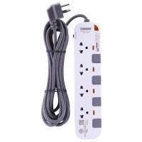 ราคา TOSHINO รางปลั๊ก 4 ช่อง 4 สวิตช์ รุ่น P4375-5M WGS กำลังไฟ 2300W สายไฟยาว 5 เมตร (8091557)