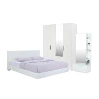 ราคา ชุดห้องนอน INDEX LIVING MALL รุ่นแมสซิโม่+แมกซี่ ขนาด 5 ฟุต (เตียงนอน(พื้นเตียงทึบ)+ตู้เสื้อผ้า 4 บาน พร้อมกระจกเงา+โต๊ะเครื่องแป้ง) - สีขาว (YA05309)